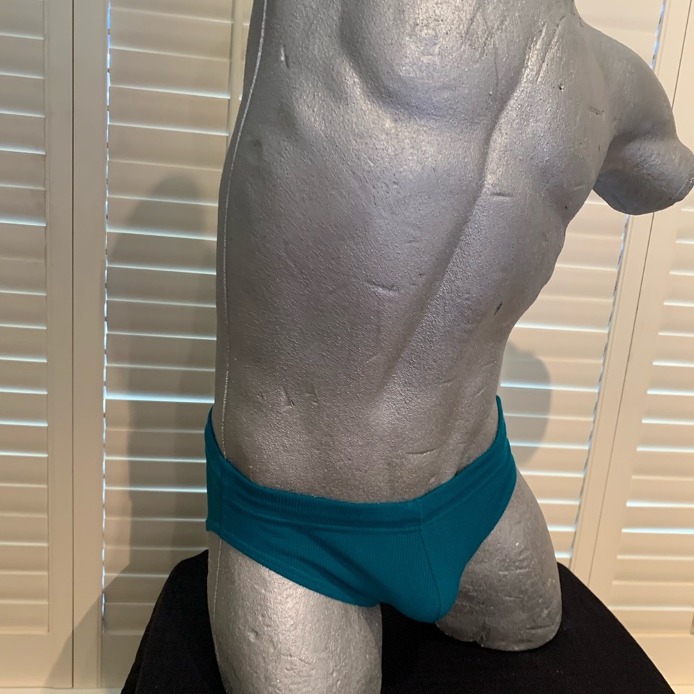 Men's Teal Swim Briefs with Drawstring - Picture 3 of 5